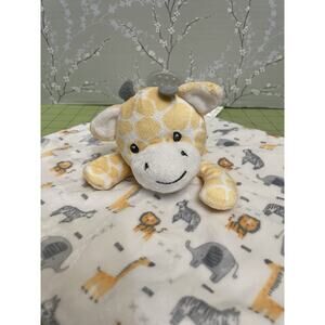 Modern Baby Giraffe Baby Lovey Security Blanket Rattle Teething Rings White Tan